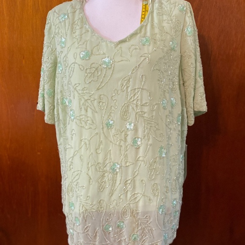 Beautiful Beaded,,  30” Long Top, Back Zipper, fully lined perfect party attire